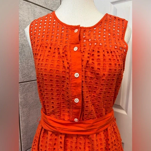J. Crew Bright Orange Sleeveless Midi Dress - Picture 5 of 6